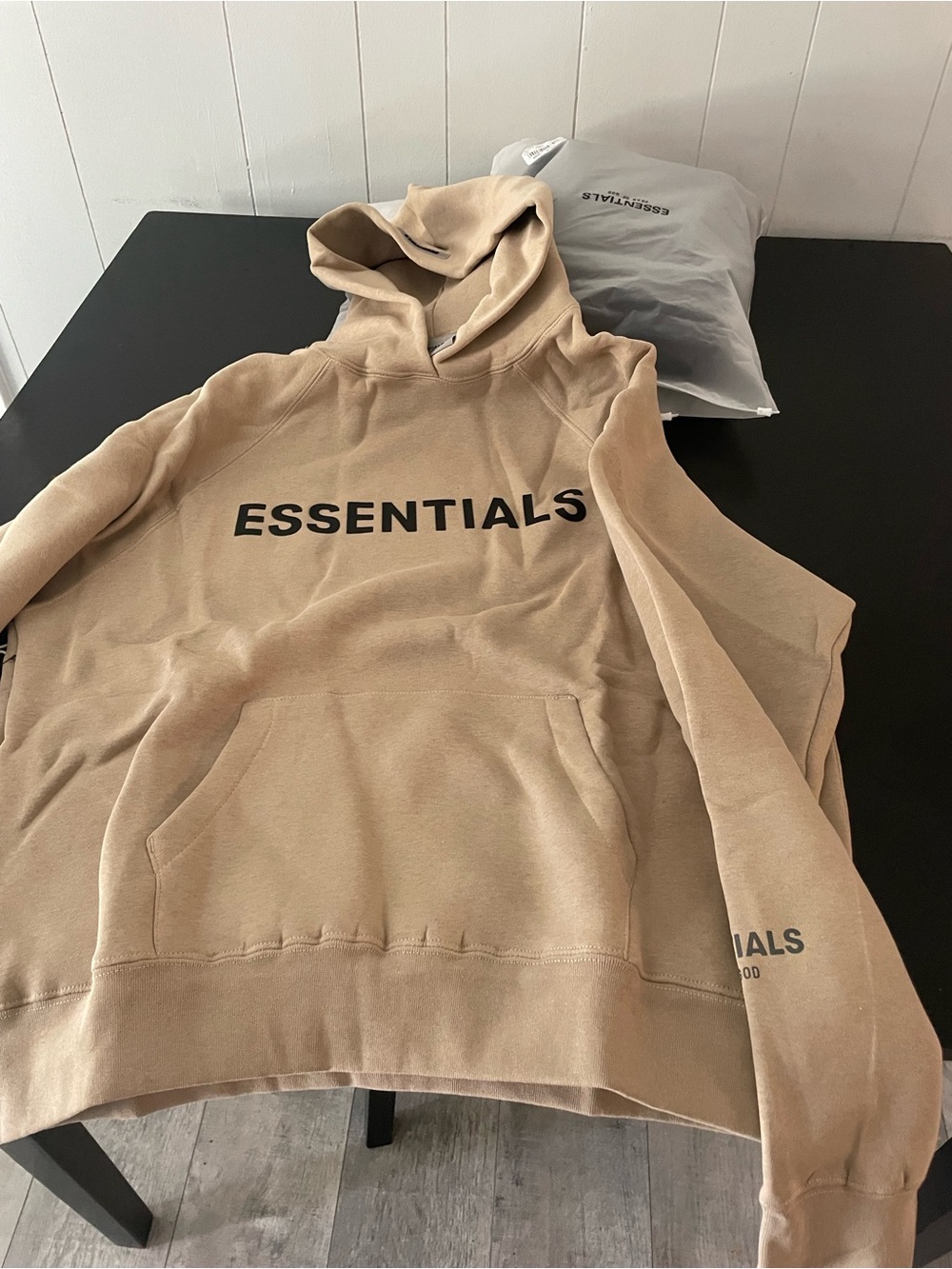 ESSENTIALS Men’s Taupe Logo Hoodie - Neutral Pullover